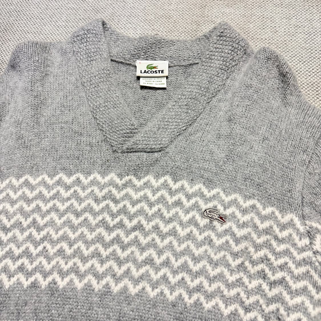 라코스테 그레이 패턴 니트 스웨터 상품이미지2