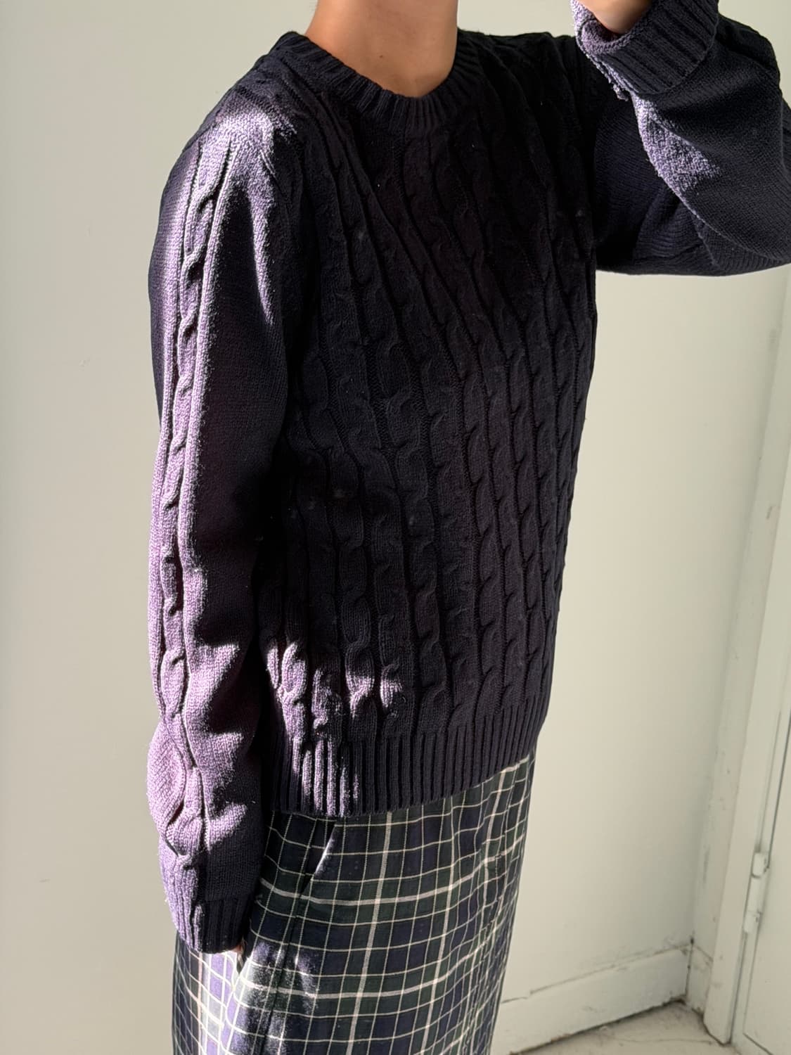 일본빈티지 빔즈 네이비 케이블니트 상품이미지2