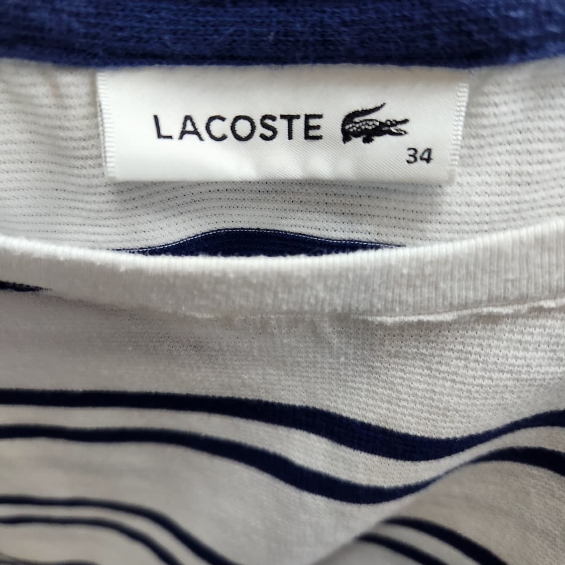 라코스테 로고 스트라이프 크롭 반팔티 34(M) 상품이미지5