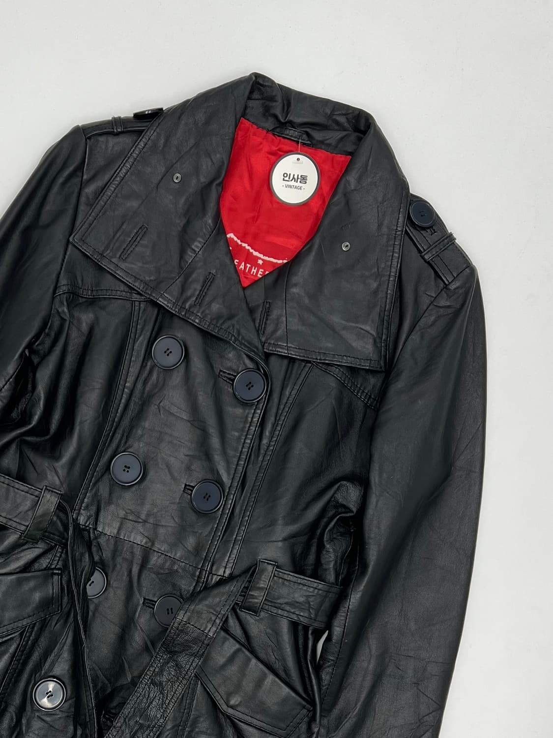 빈티지 우먼 롱 레더 자켓 상품이미지2