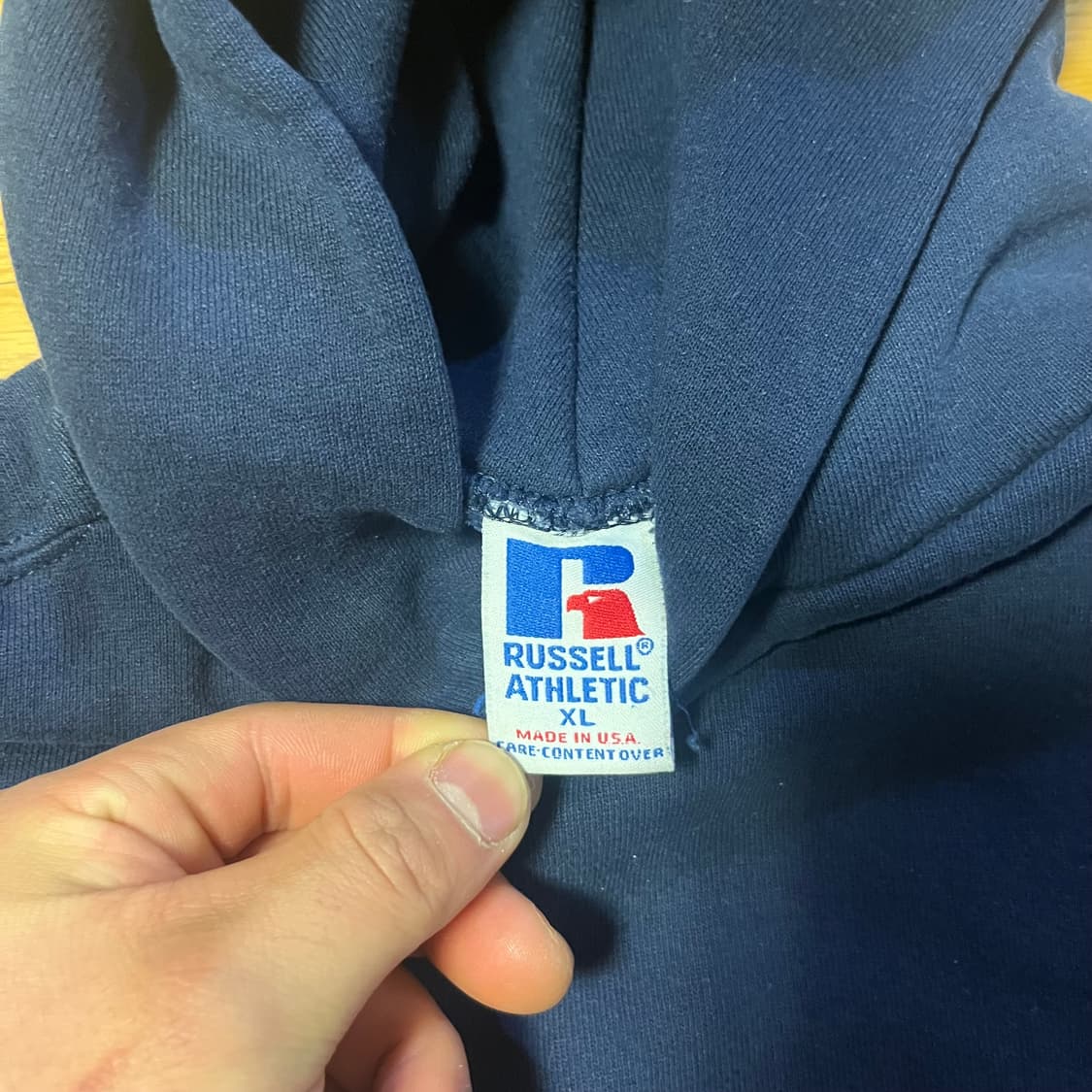 [XL] 90s USA 빈티지 러셀 후드 네이비 상품이미지4