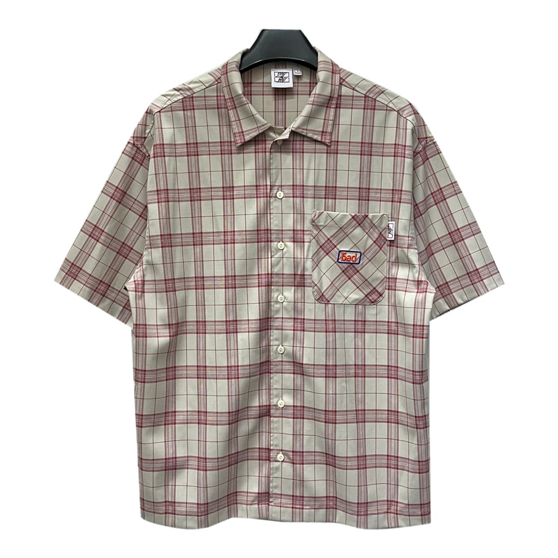 배드인배드 스퀘어 체크 하프 반팔 셔츠 L 상품이미지1