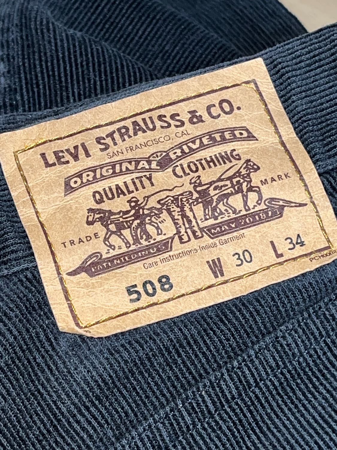 리바이스 508 코듀로이 골덴 팬츠 블랙 상품이미지4