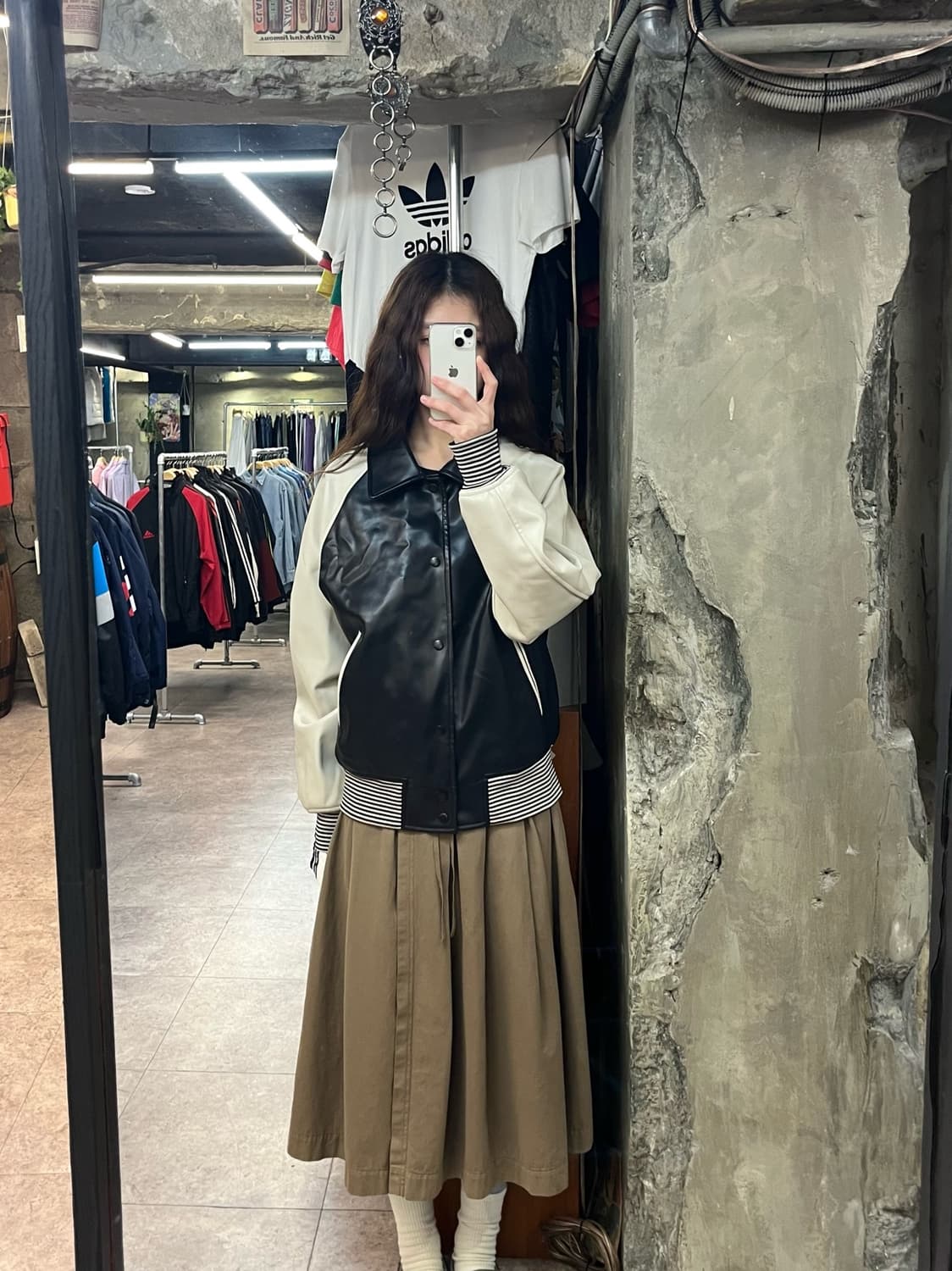 파르티멘토 배색 레더 자켓 블랙 S #csz2641 상품이미지2