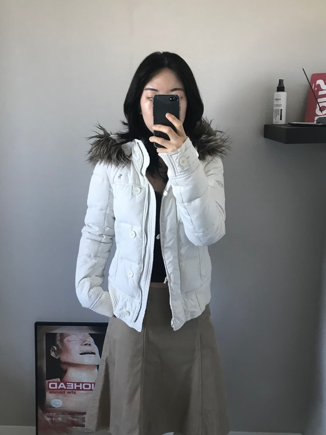 아베크롬비 대장급 화이트 울프죠 봄버 패딩 자켓 상품이미지3