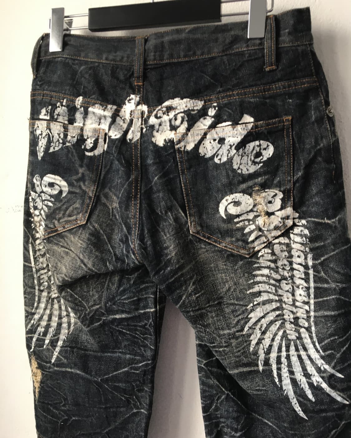 Back wing printing washing half denim pa 상품이미지3