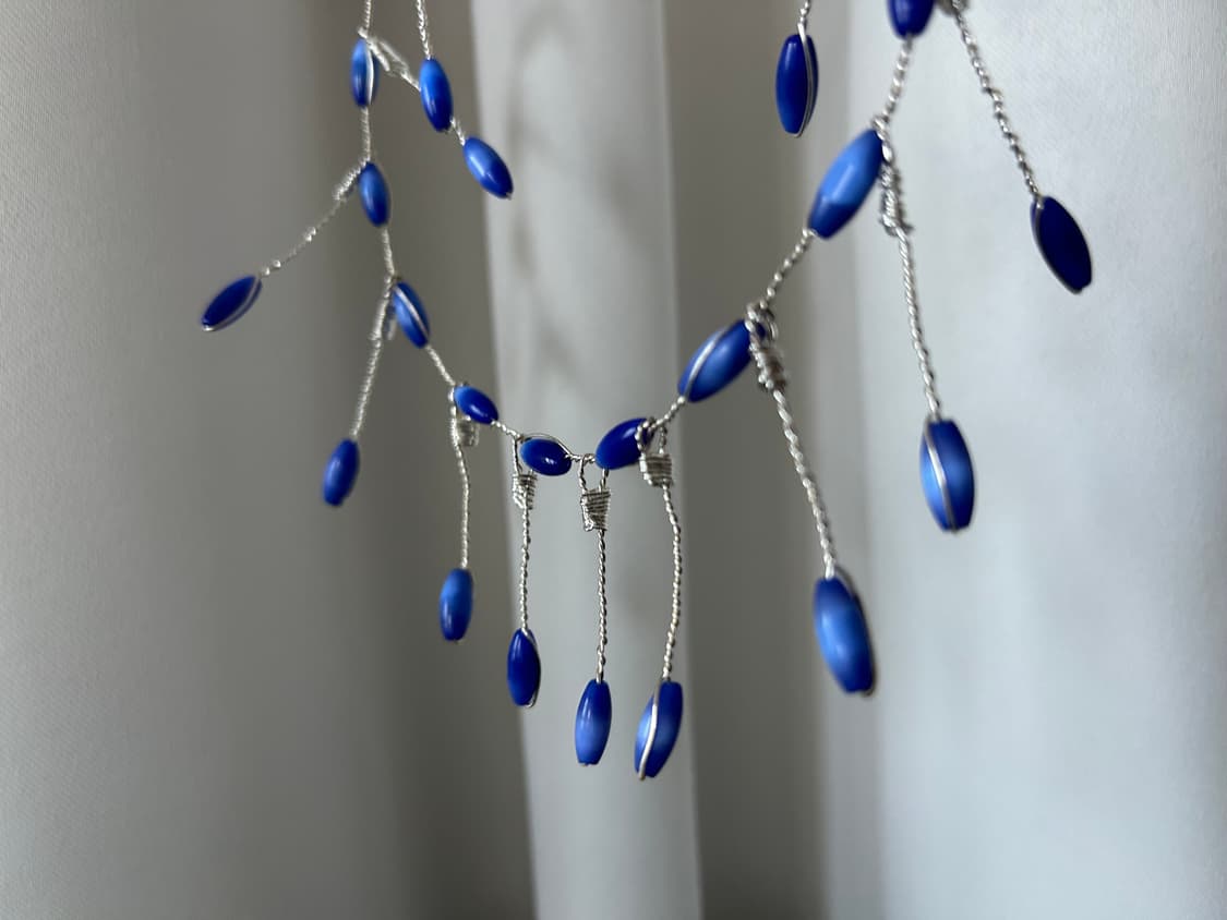 블루 캣츠아이 드롭 와이어 초커 상품이미지1