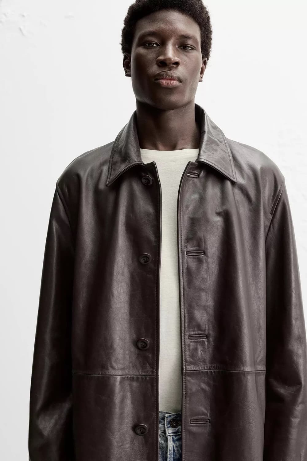 자라 Origins 레더 트렌치 코트 가죽 코트 M 상품이미지7