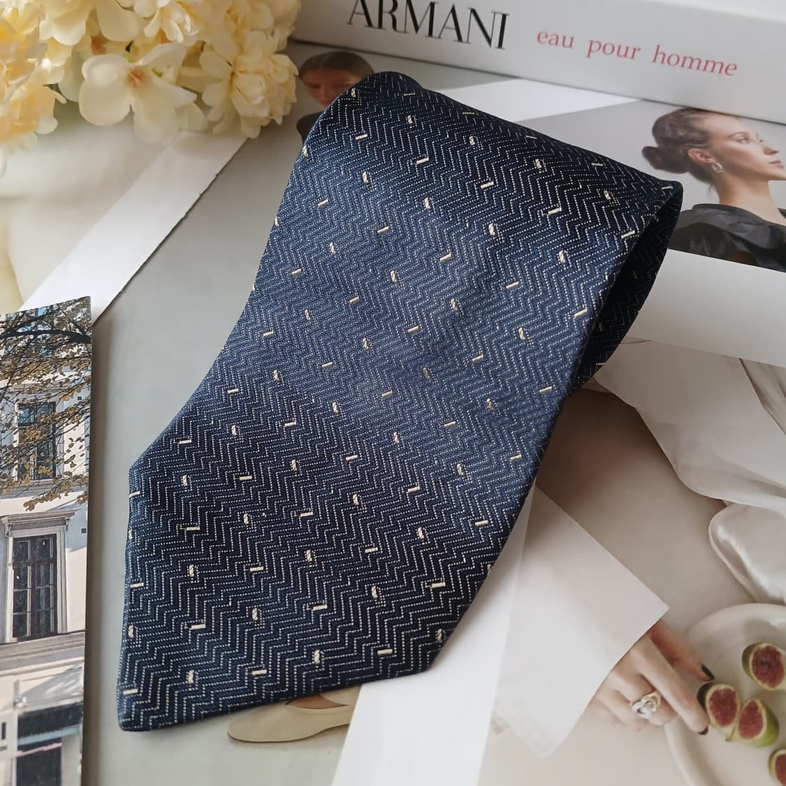 아르마니 꼴레지오니 실크 지그재그 넥타이 10cm A~B등급 A19515 상품이미지2