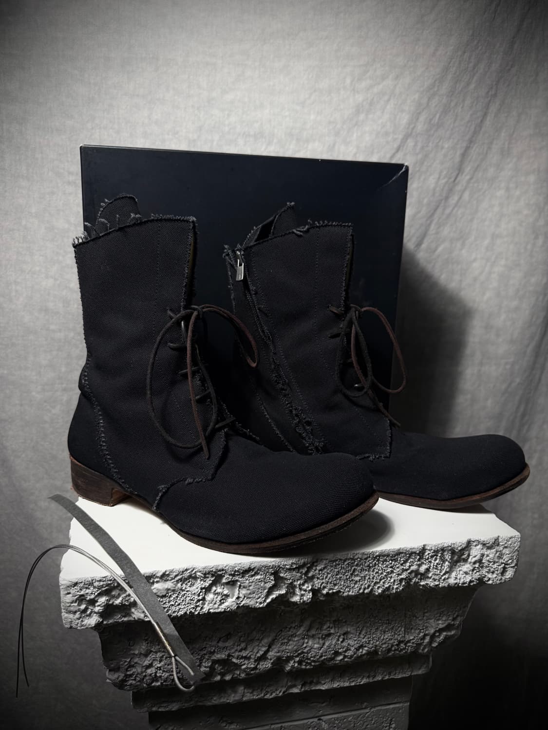 Devoa Stitch Canvas Back Zip Boots  상품이미지2