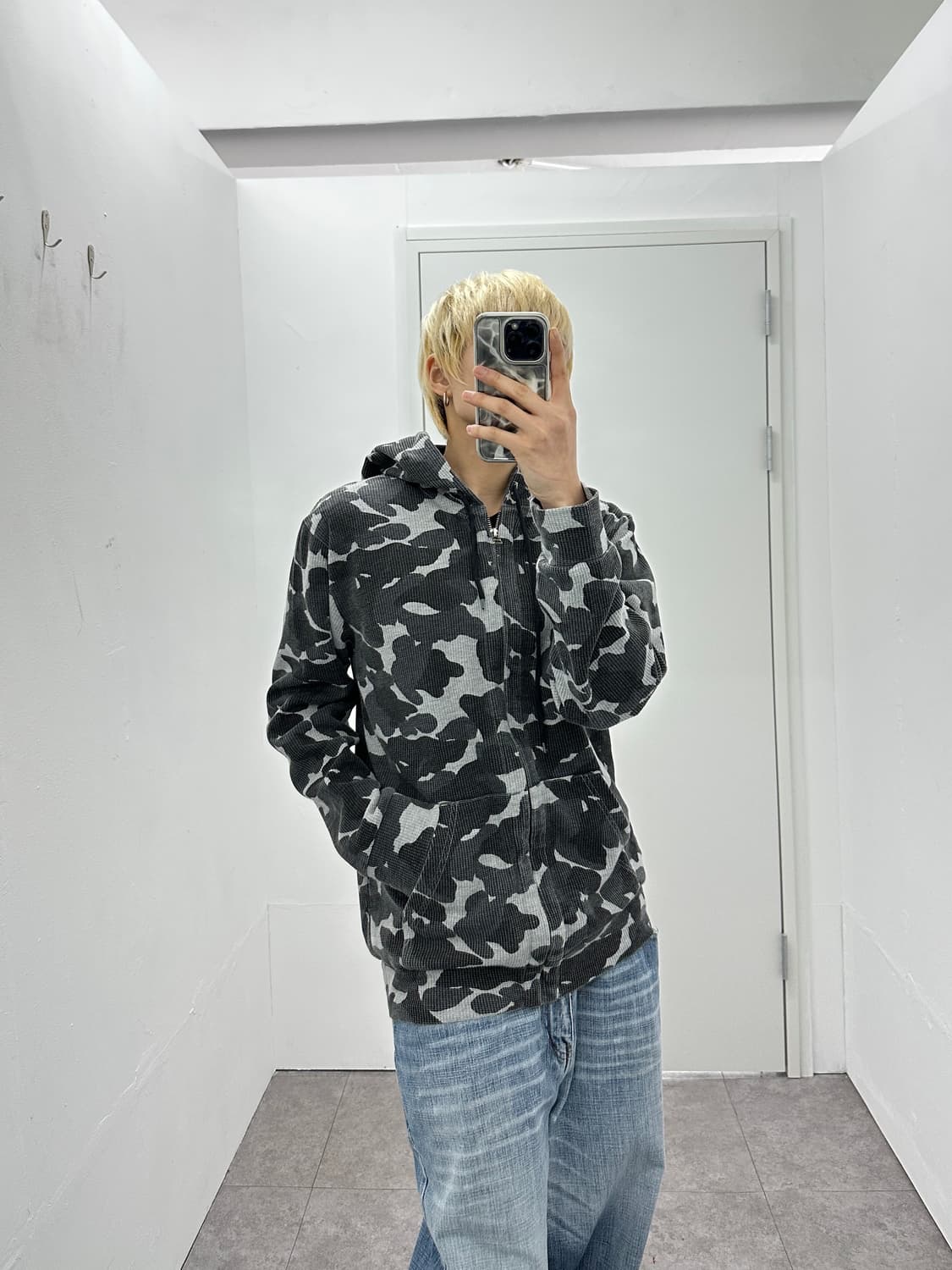 JPN camo waffle knit hoodie 상품이미지4