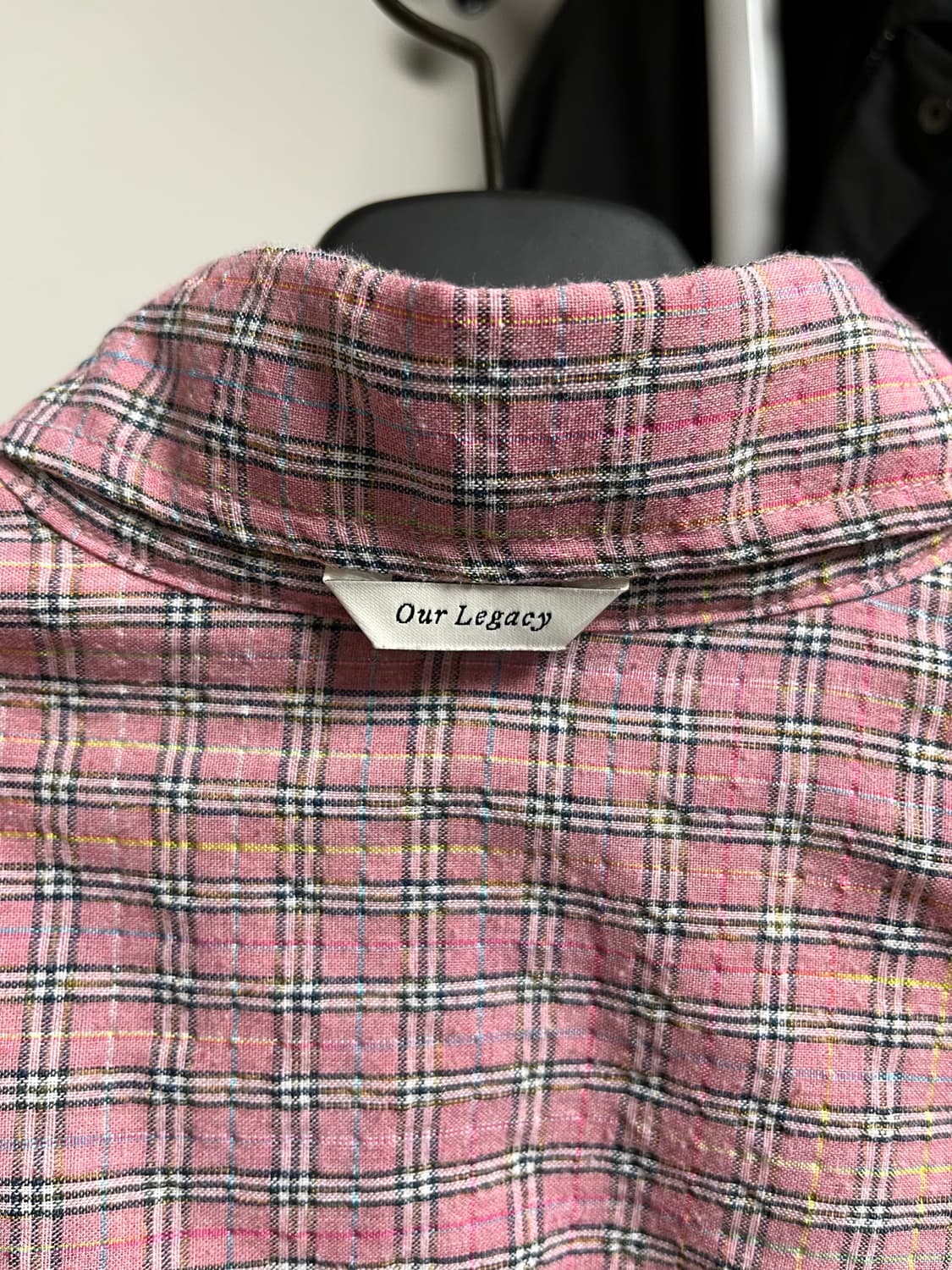 아워레가시 보로우드 BD 셔츠 핑크 킴블 체크 46사이즈 상품이미지3