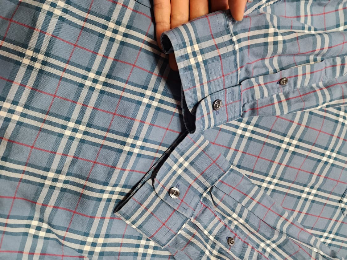 버버리 블루 노바체크 로고 남방 셔츠  XL사이즈 상품이미지4