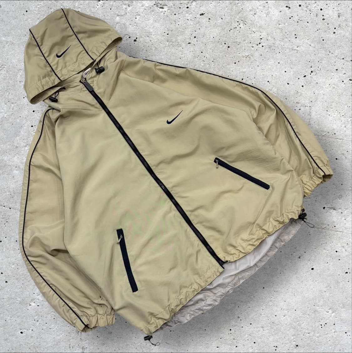 [100] 올드 나이키 빅로고 바람막이 후드 자켓 베이지 C43 상품이미지2