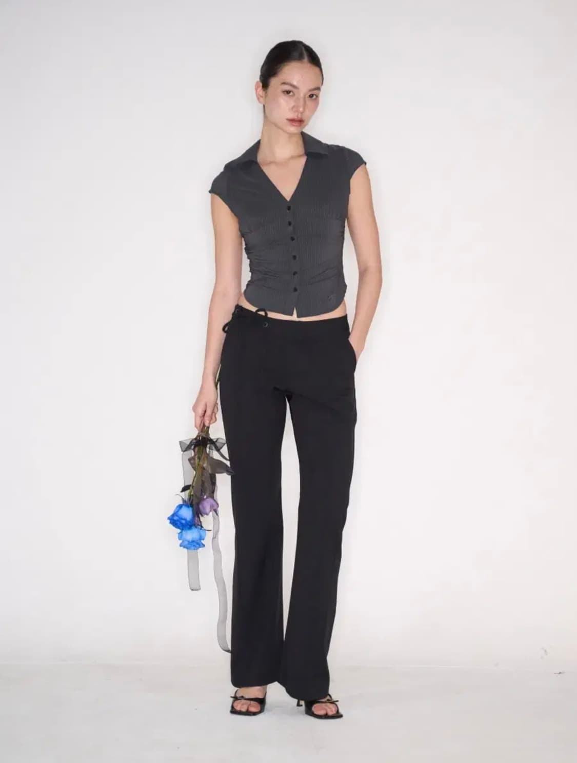 플리노팔로우 소피아 리본 부츠컷 슬랙스 블랙 1사이즈 상품이미지3