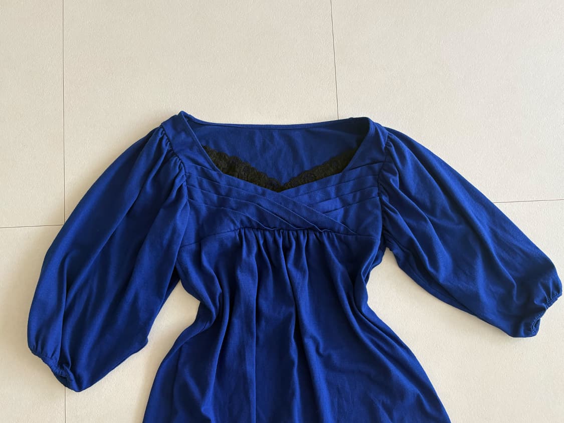 blue puff sleeve top 상품이미지2