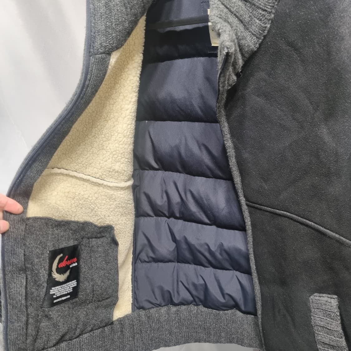 스웨이드 니트 배색 점퍼 상품이미지2