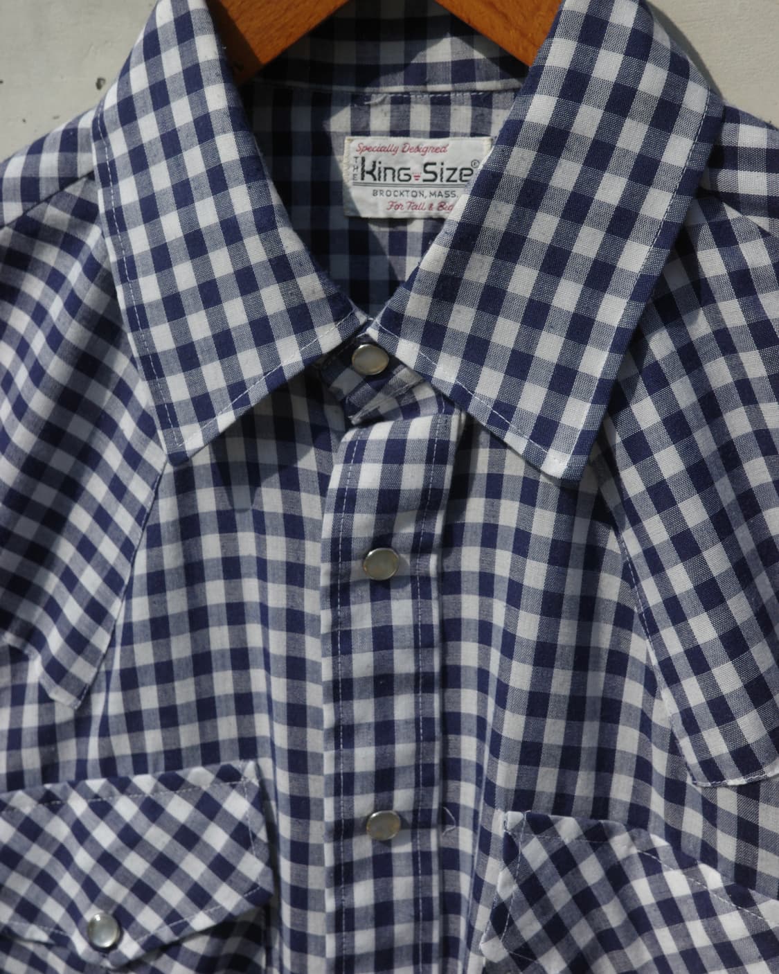 70s The King Size 깅엄 체크 웨스턴 셔츠 상품이미지3