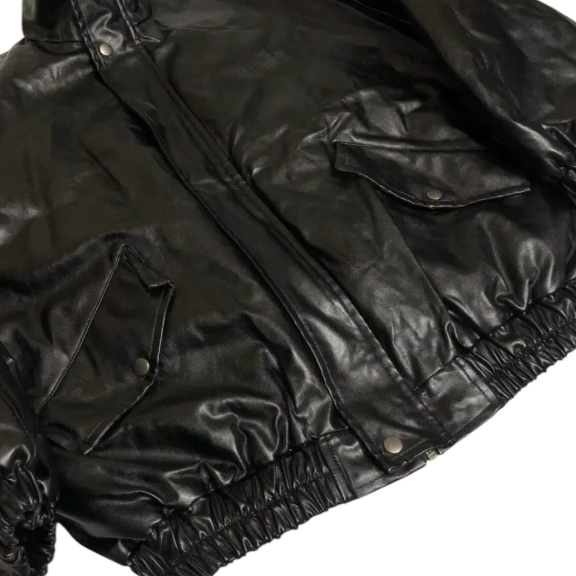 블랙 레더 봄버 자켓 상품이미지3