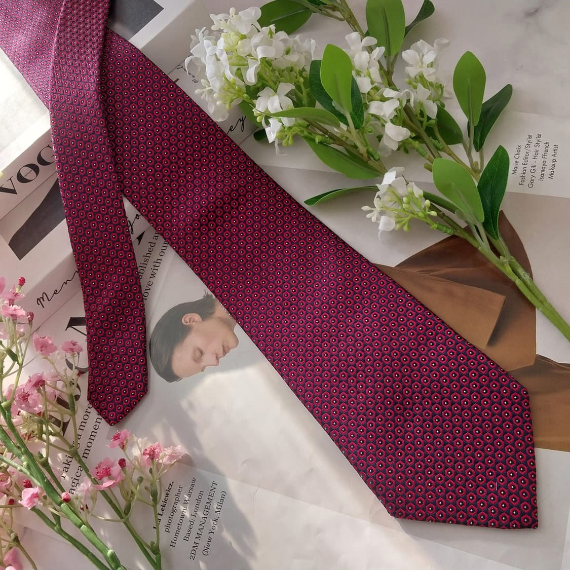 빨질레리 실크 레드 패턴 넥타이 9.2cm A+등급 K1817
 상품이미지4