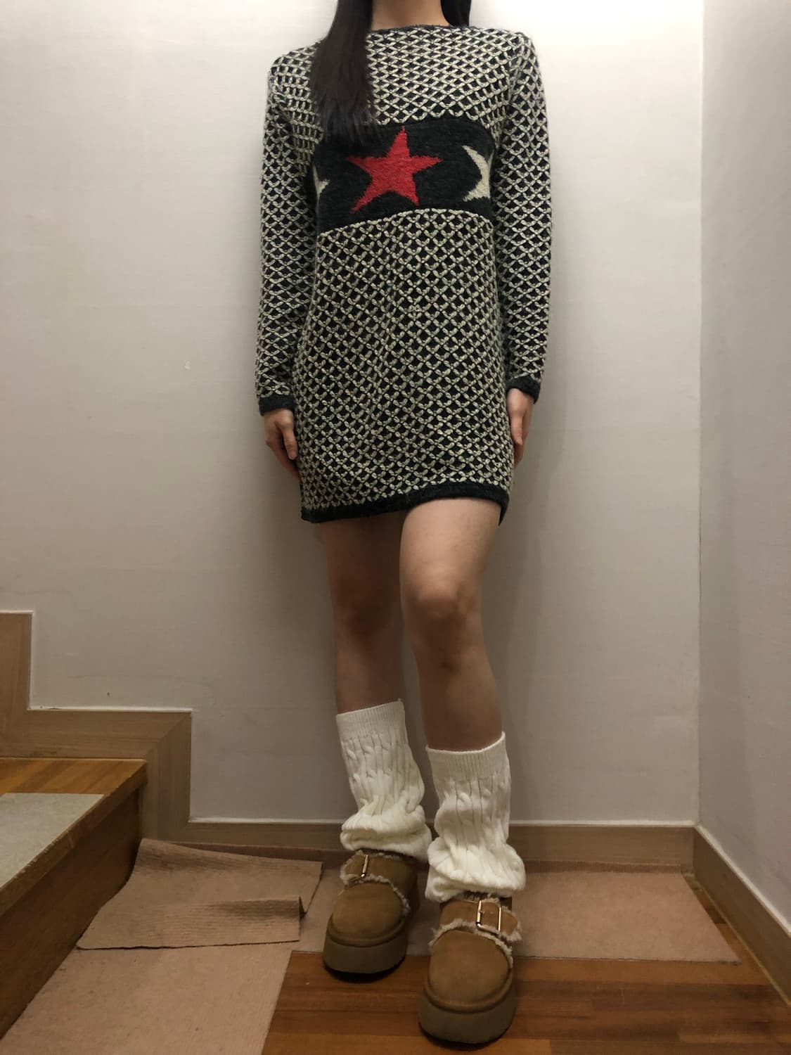 빈티지 블랙 키치 니트 원피스 상품이미지4