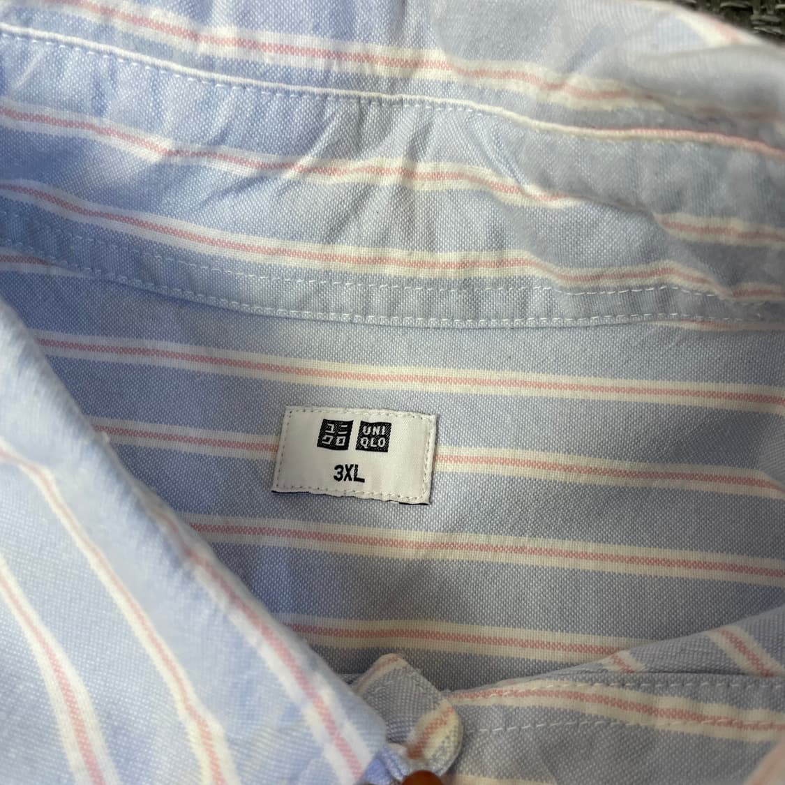  유니클로 원포켓 스카이블루 스트라이프 반팔 셔츠 3XL 상품이미지4