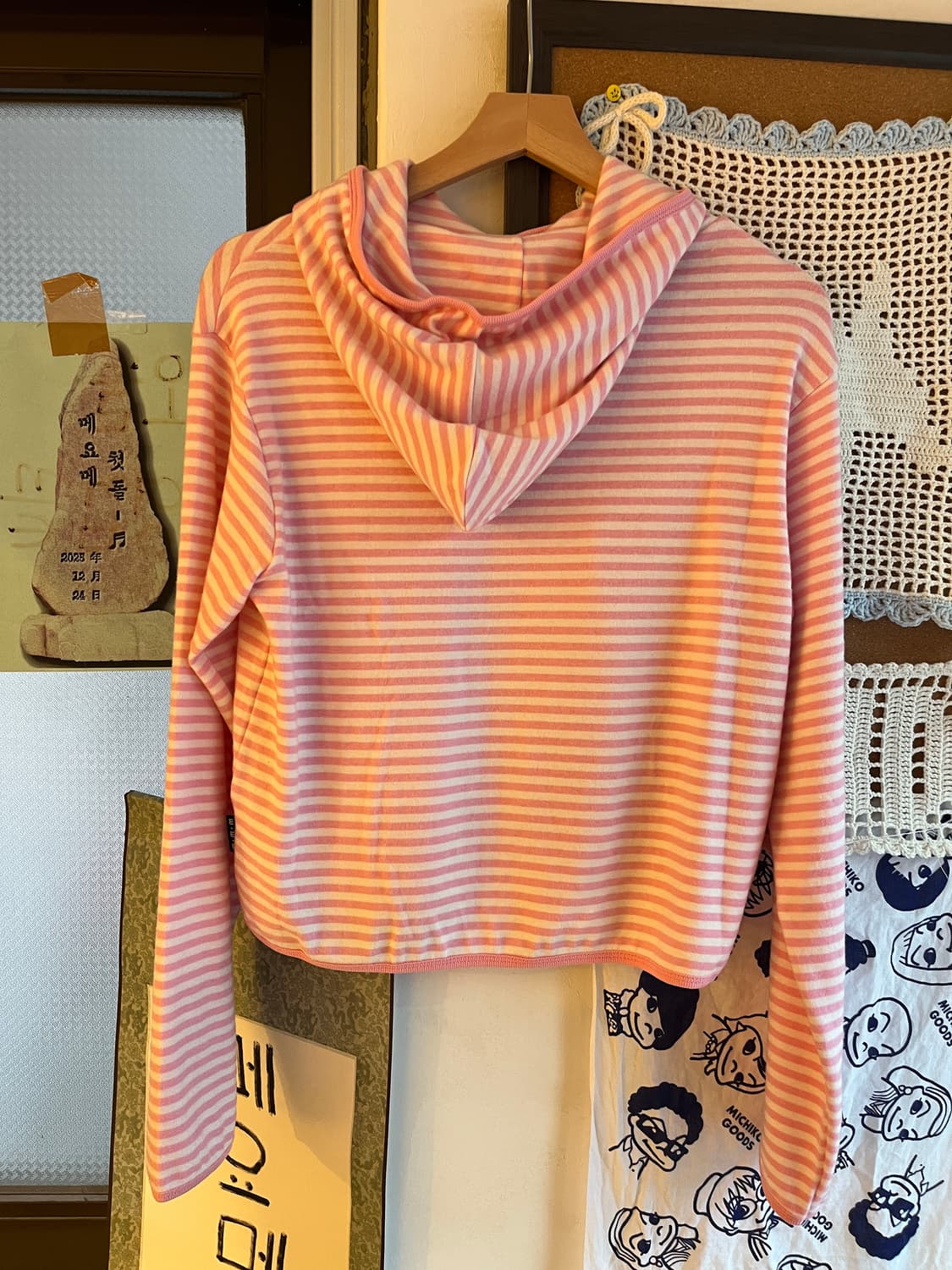 연핑크 스트라이프 후드티 + 로제트 세트 🍓 상품이미지6