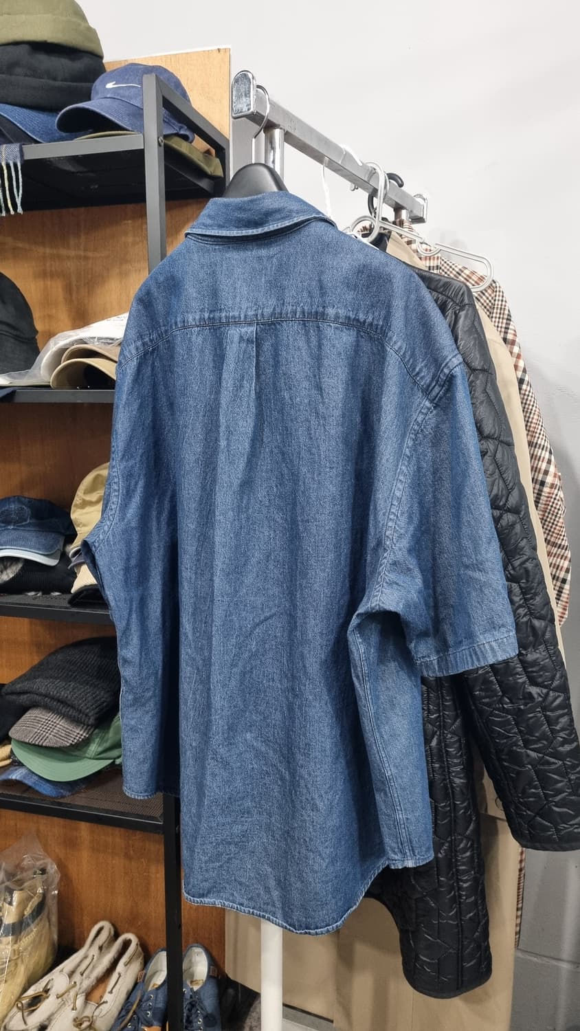 에스피오나지)) 105~110size (표기 라지) 반팔 여름데님셔츠 상품이미지4