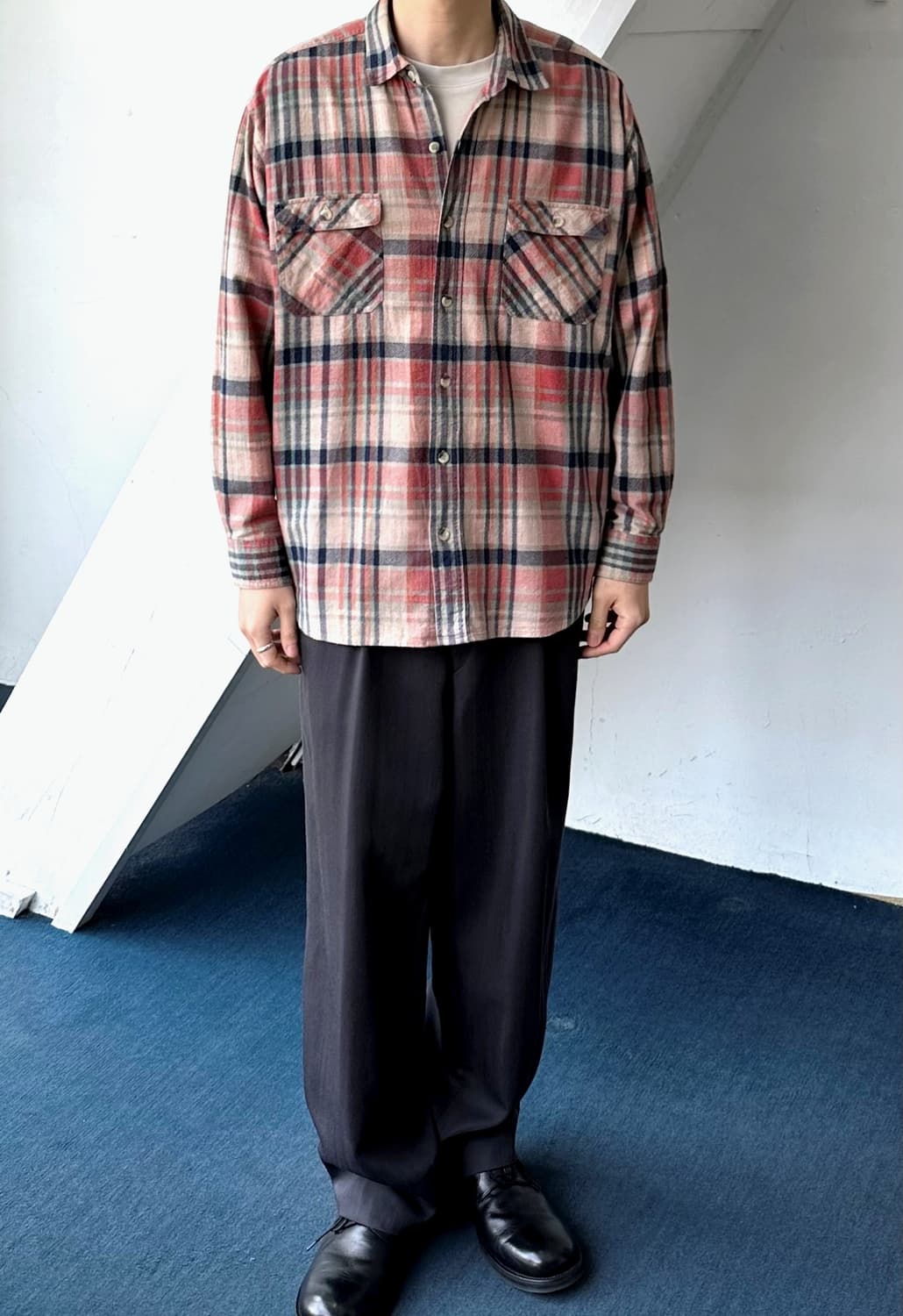 Brushed cotton nel check shirt 상품이미지6