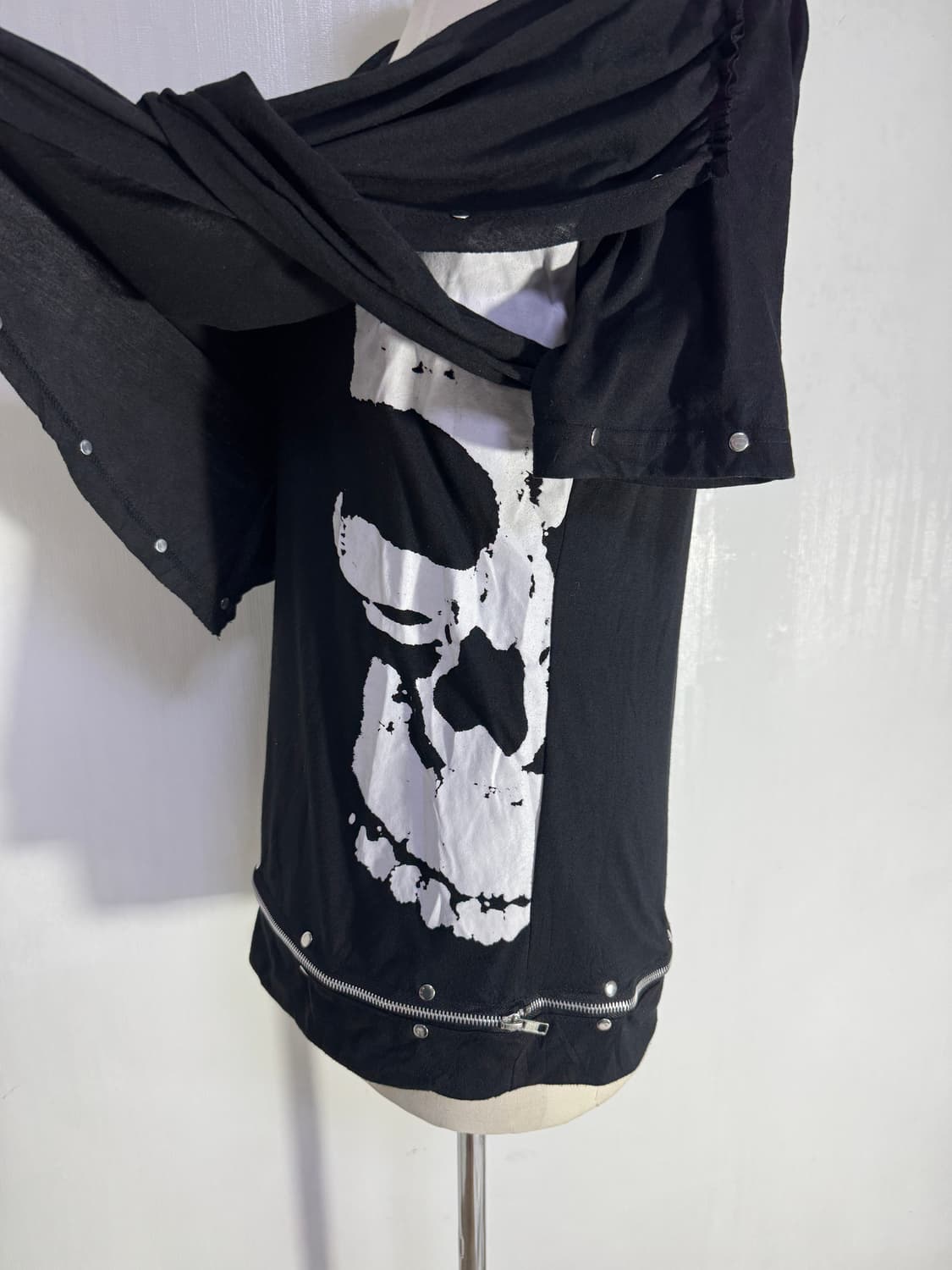 빈티지 스터드 장식 드레이프 스컬 탑 아방가르드 y2k 펑크 고스 상품이미지7