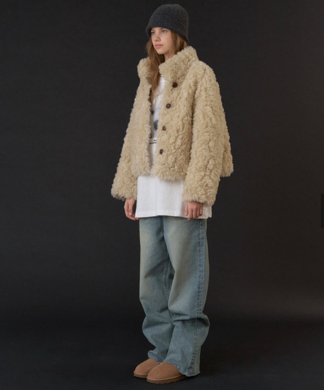 헤더먼트 이자벨 컬리 퍼 자켓 오트밀트 상품이미지4