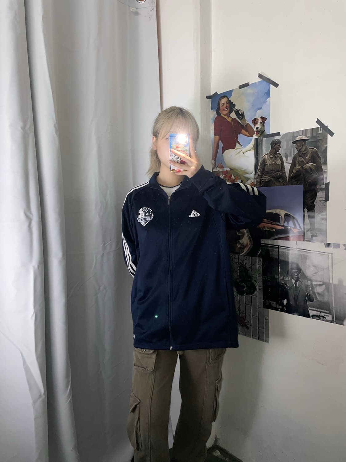 아디다스 블랙 프린팅 트랙탑 져지 L 상품이미지3