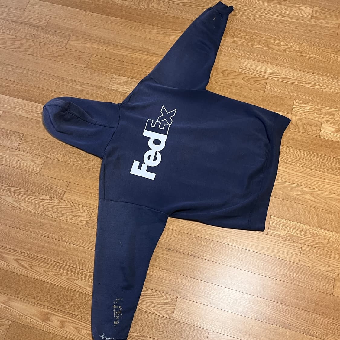 [XL] 빈티지 Fedex 썬페이드 & 더티 페인팅 네이비 후드집업 상품이미지5