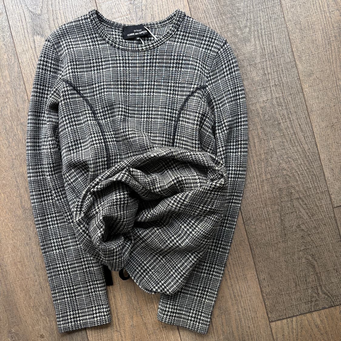 Houndtooth Shirring Transformed Blouse 상품이미지6