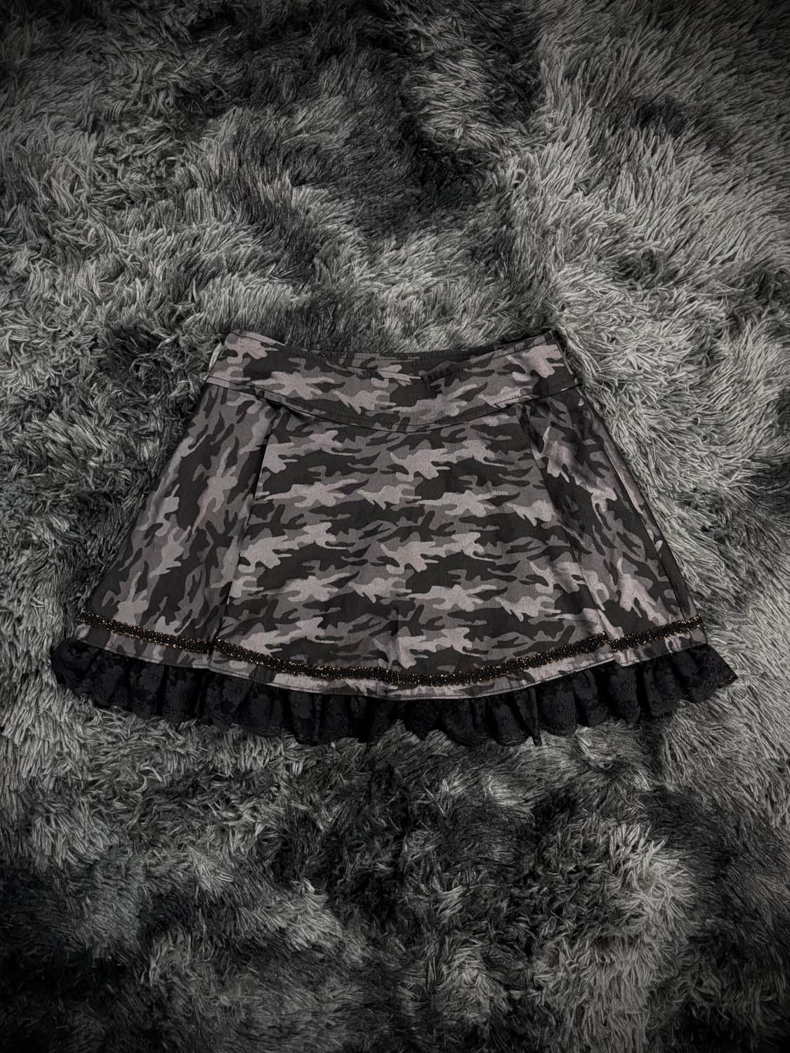 밀리터리 플리츠 레이스 레이어드 스커트 상품이미지3