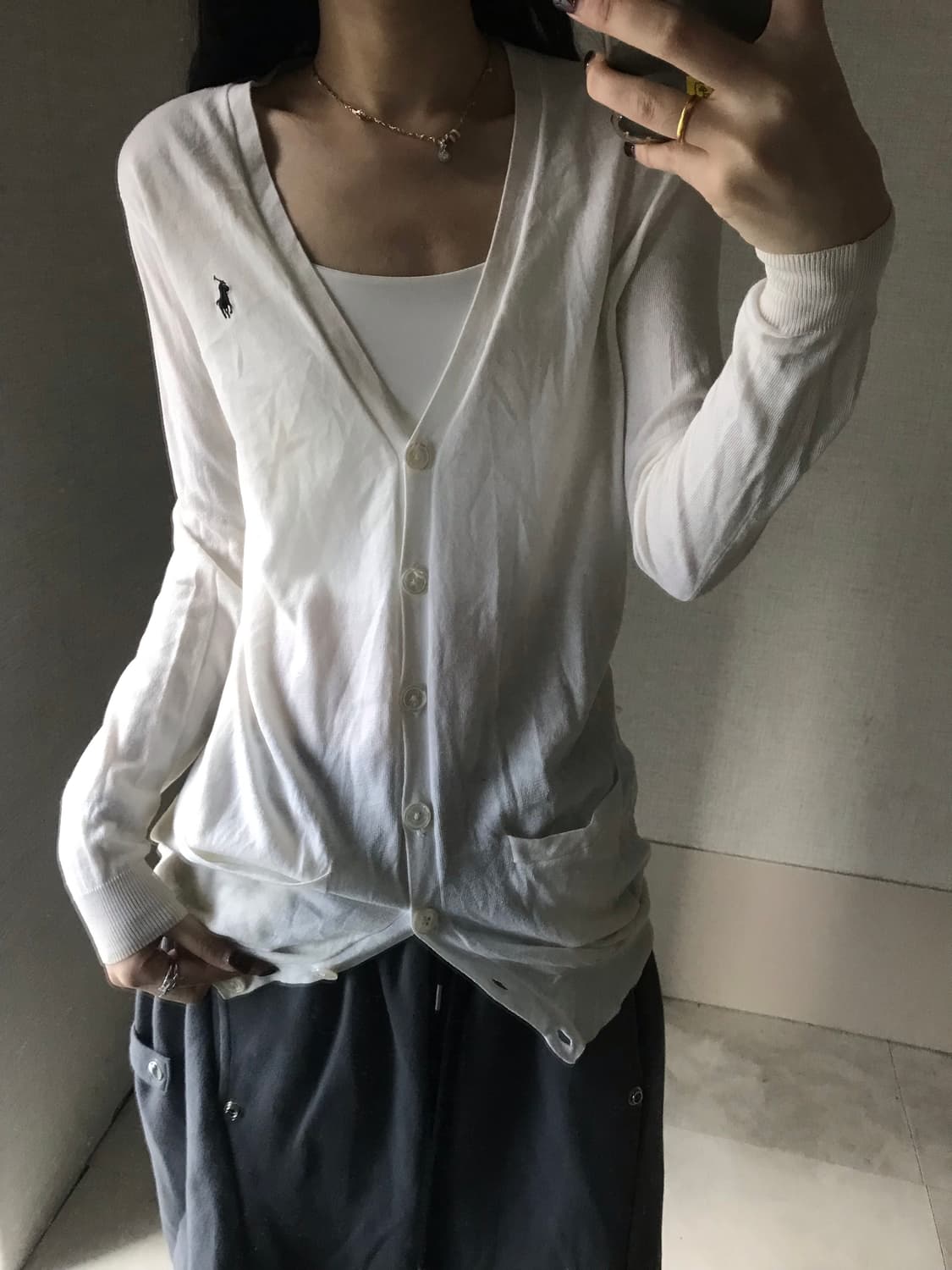 폴로 아이보리 니트가디건 상품이미지1