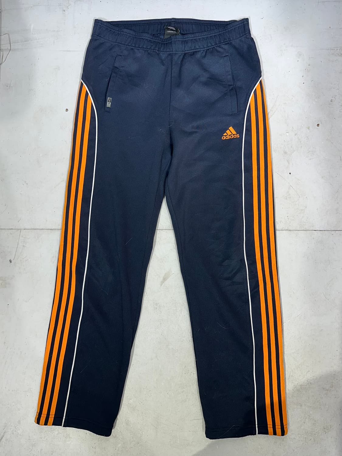 아디다스 네이비 와이드 오렌지 삼선 스몰 로고 추리닝 트레이닝 팬츠 M 상품이미지4
