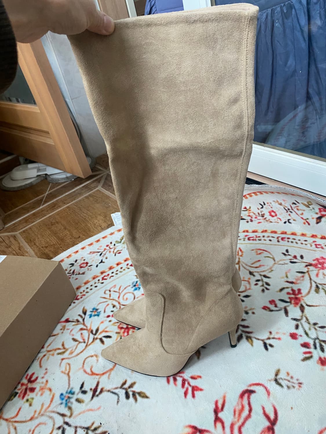 베이지 스웨이드 롱부츠 235mm 상품이미지4