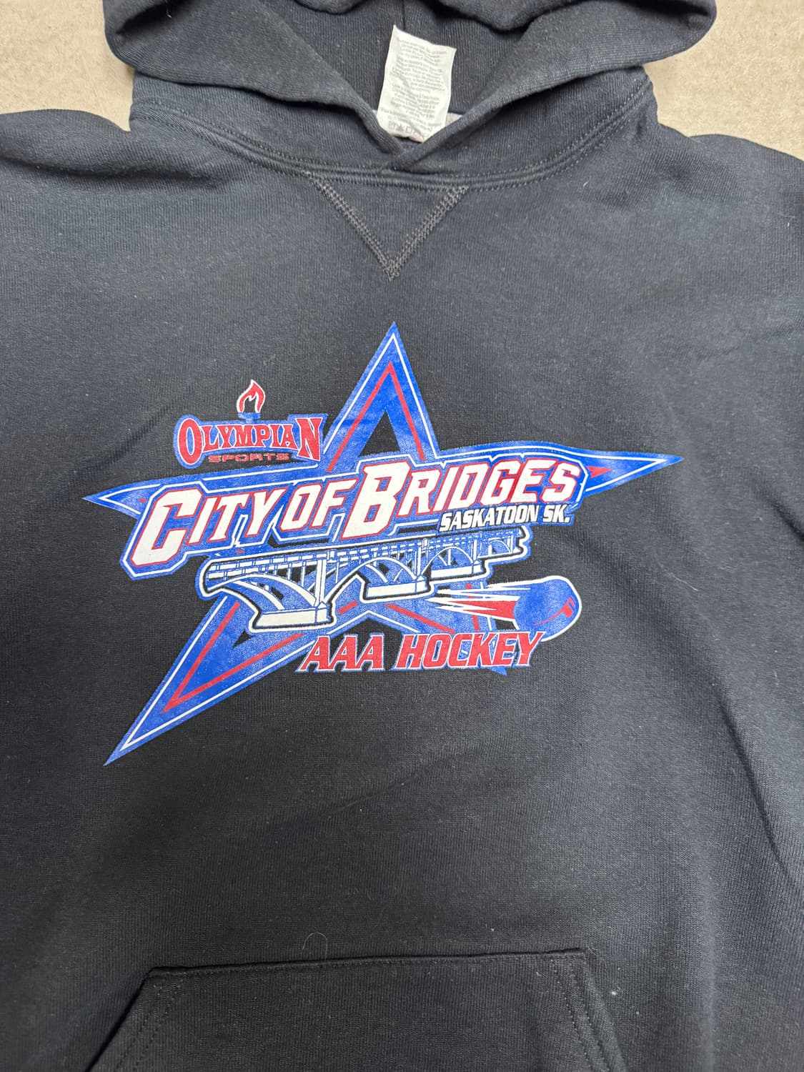 빈티지 러셀 애슬레틱 ‘AAA Hockey’ 그래픽 후드티 블랙 상품이미지4