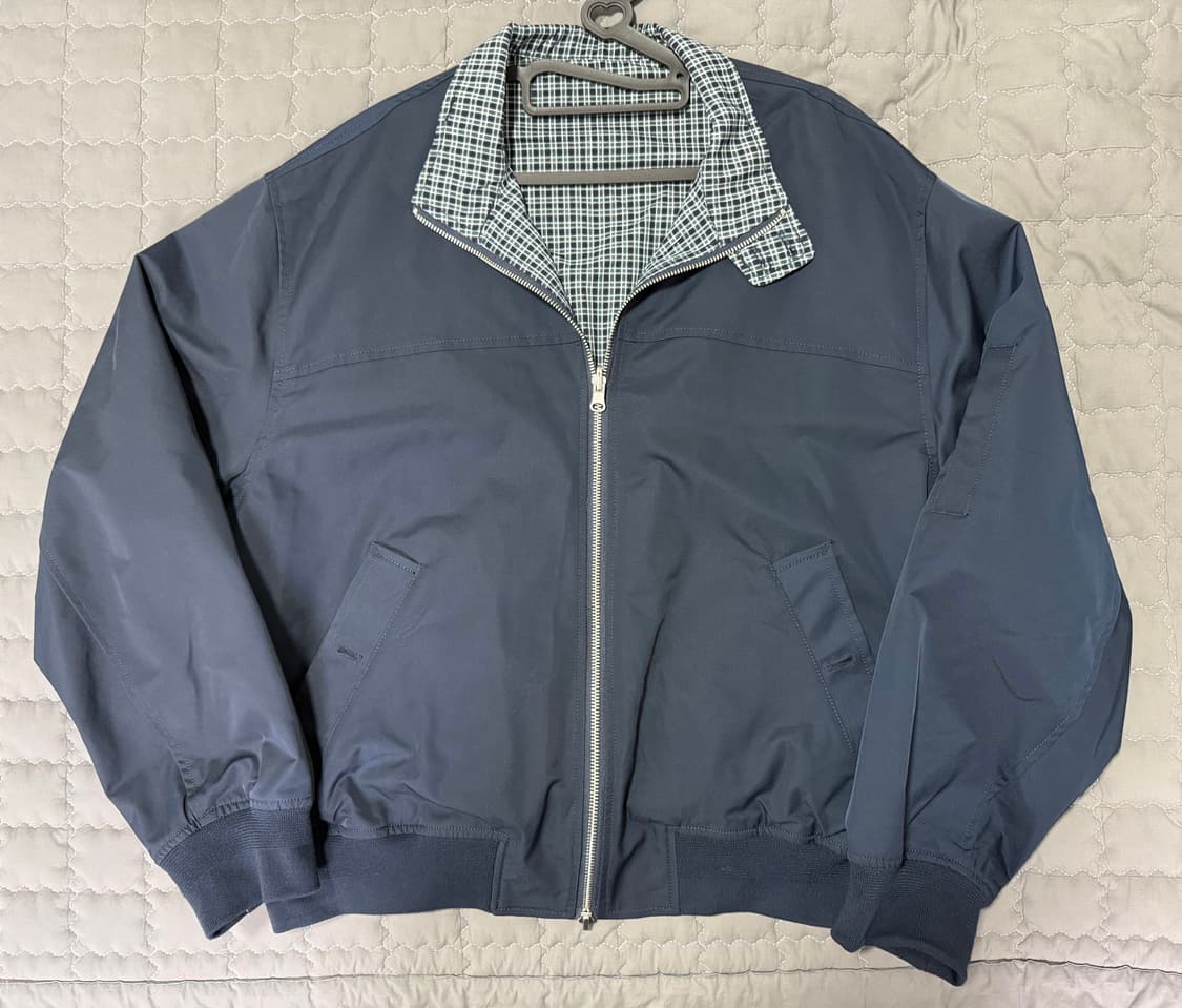 키뮤어 리버시블 체크 헤링턴 점퍼 네이비 상품이미지1