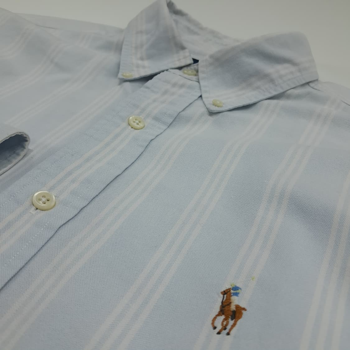 CN886 XL 폴로 랄프로렌 스카이블루 스트라이프 긴팔 셔츠 남방 상품이미지5