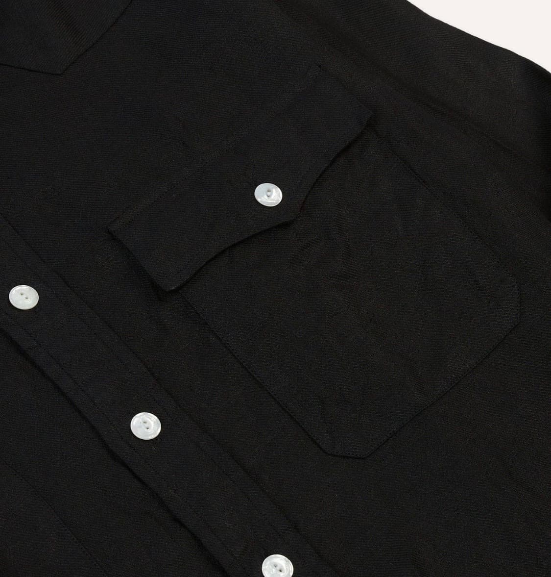 [XL]드레익스 Black Linen Twill Western Shirt 상품이미지4