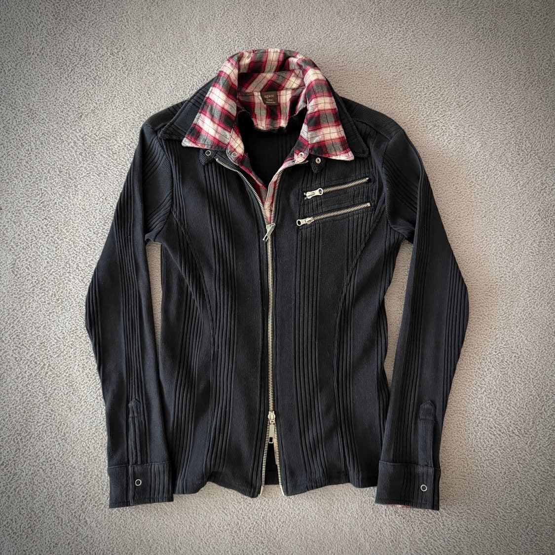 Agate label shirt layered zip 상품이미지1