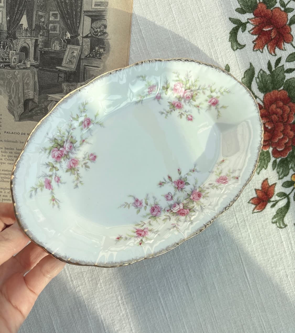 1950s 영국 빈티지 파라곤 빅토리아나로즈 오벌 플레이트 상품이미지2