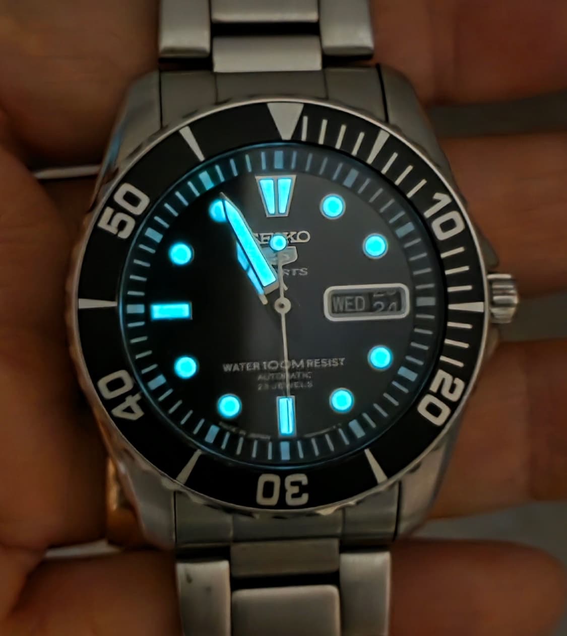 세이코 (SEIKO) 베이비스모 C다이버 블랙 오토메틱 스켈레톤 백 시계 상품이미지1