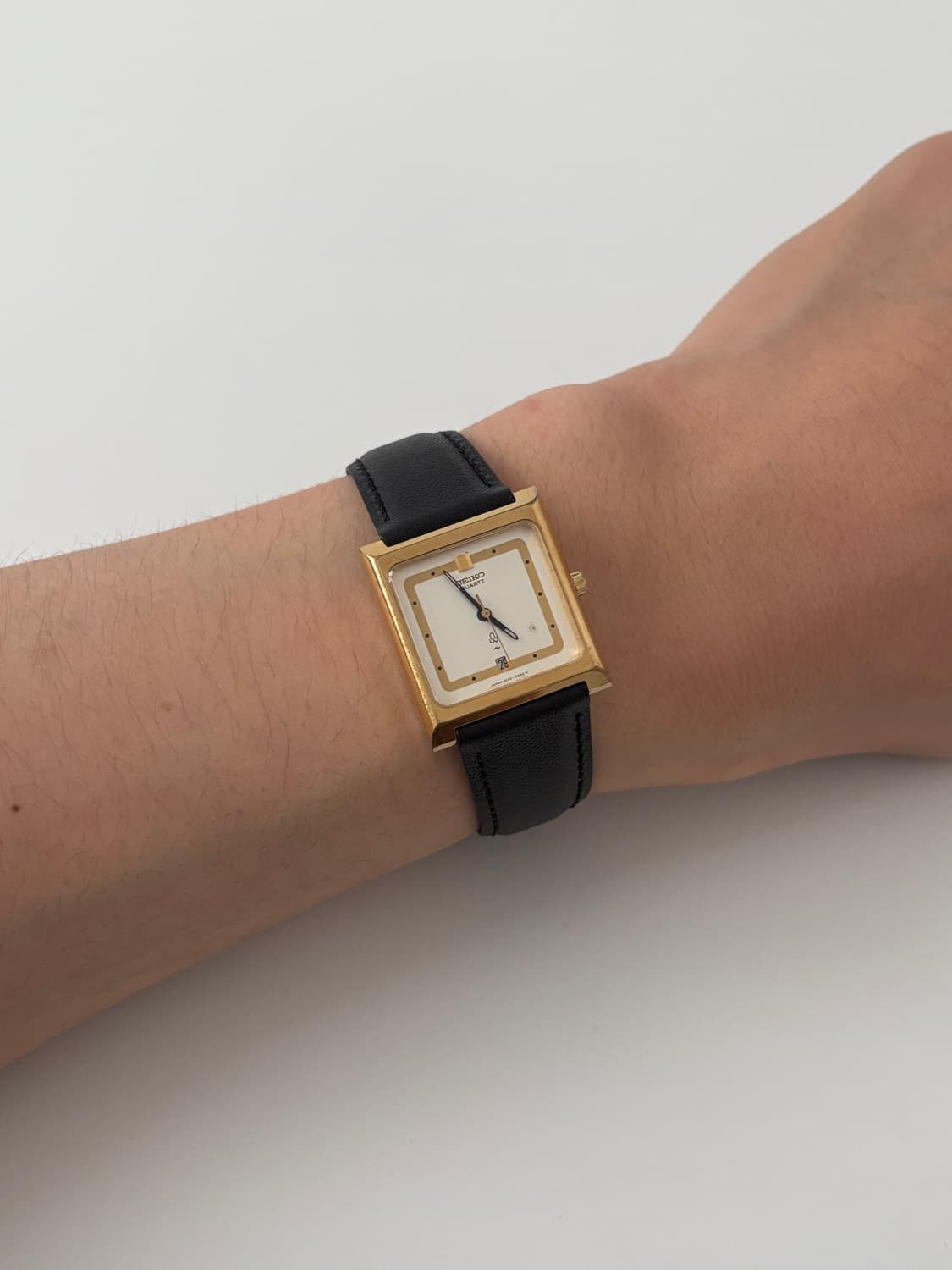 80s white dial gold mini tank quartz 상품이미지8