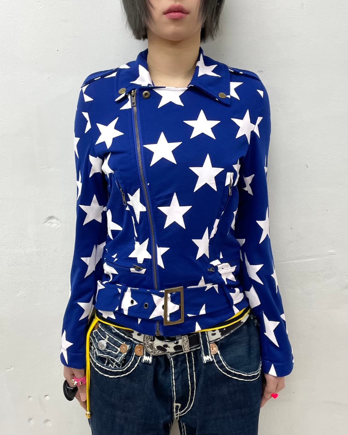 Retro White Star Blue Rider Jacket 상품이미지2