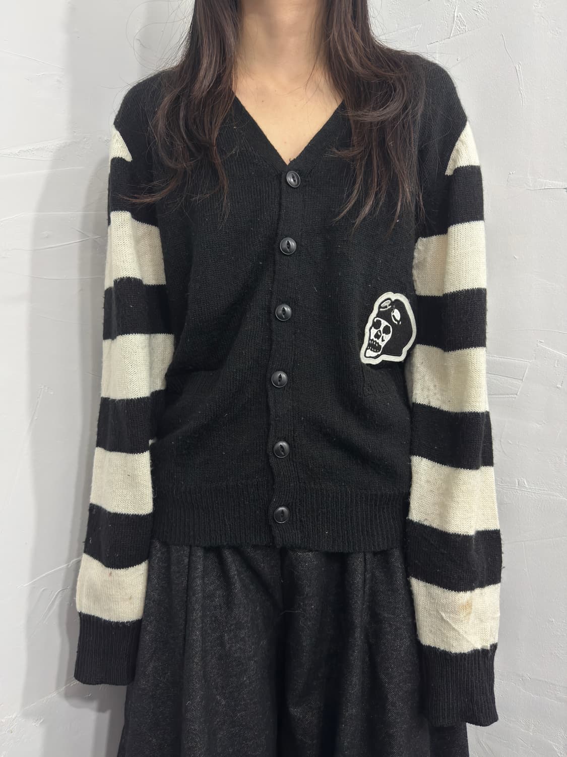 skull stripe detail cardigan 상품이미지1