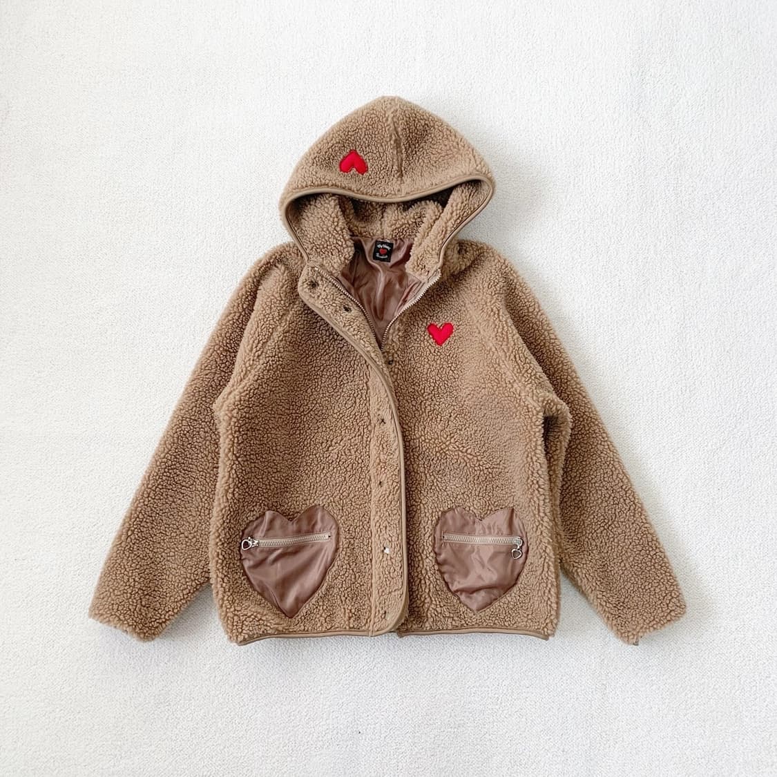 하트 뽀글이 양털 후드집업 상품이미지1