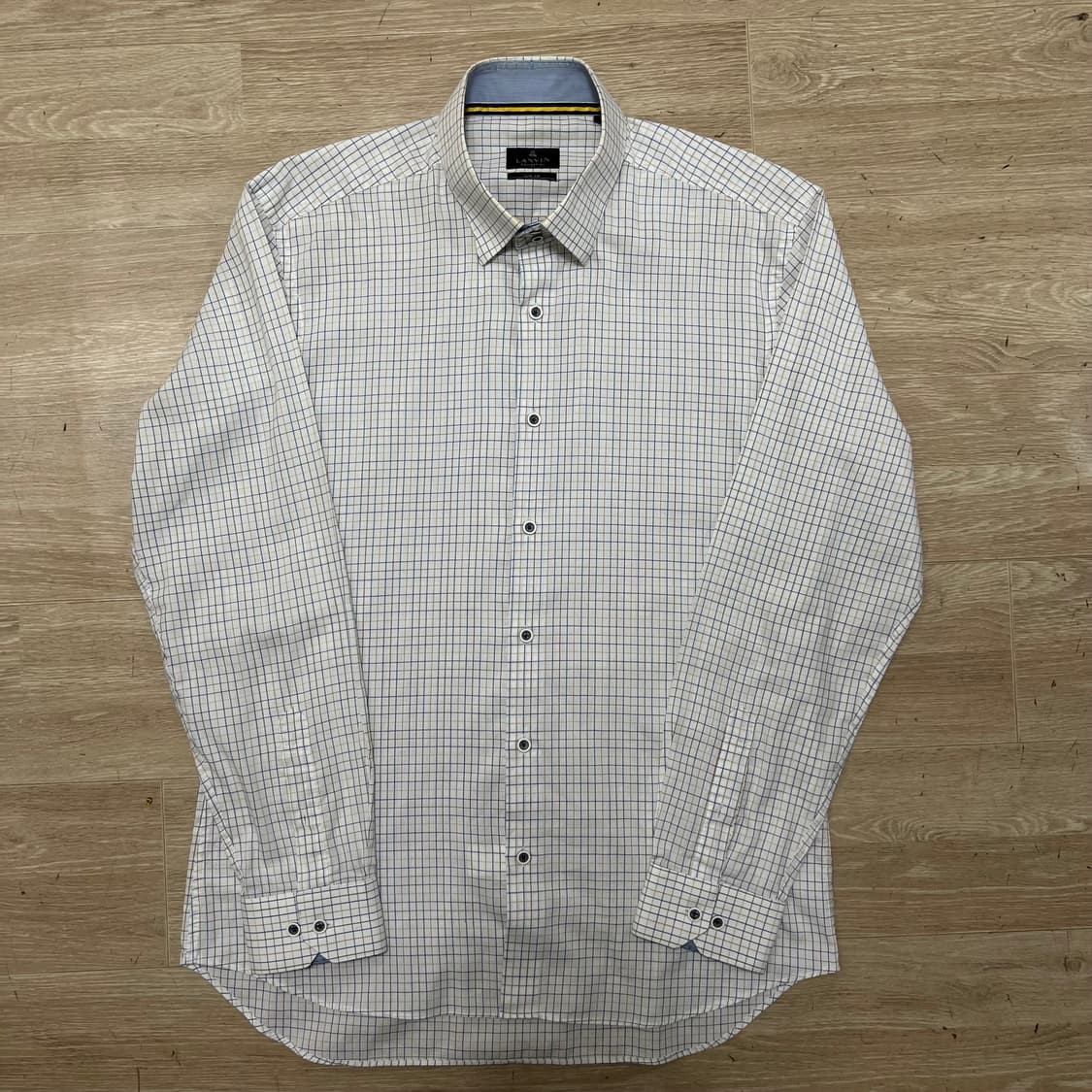 랑방 컬렉션 슬림핏 라운드햄 체크 긴팔셔츠 [화이트] XL/105 상품이미지1